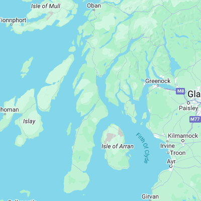 Map showing location of East Loch Tarbert, Loch Fyne (55.866670, -5.400000)