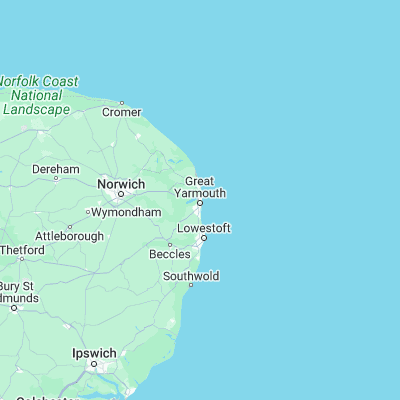 Map showing location of Great Yarmouth (52.608310, 1.730520)